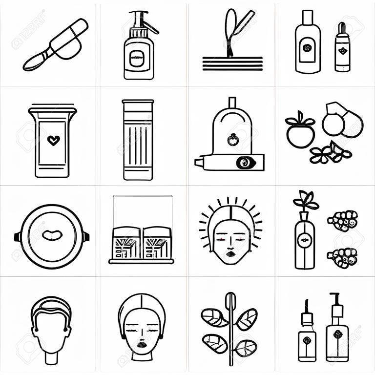 Moderne Icons Set von Kosmetik, Beauty, Spa und Symbole Sammlung in der modernen linearen Vektor-Stil. Perfektes Design-Element für die Kosmetikladen, ein Friseursalon, ein Kosmetik-Zentrum