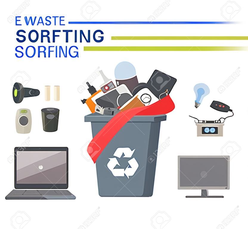 E-waste sorting - modern flat design style illustration