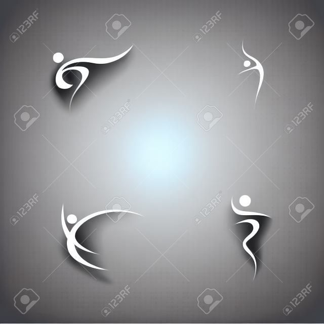 Ensemble de symbole de conception de vecteur de logo de danse sur fond gris