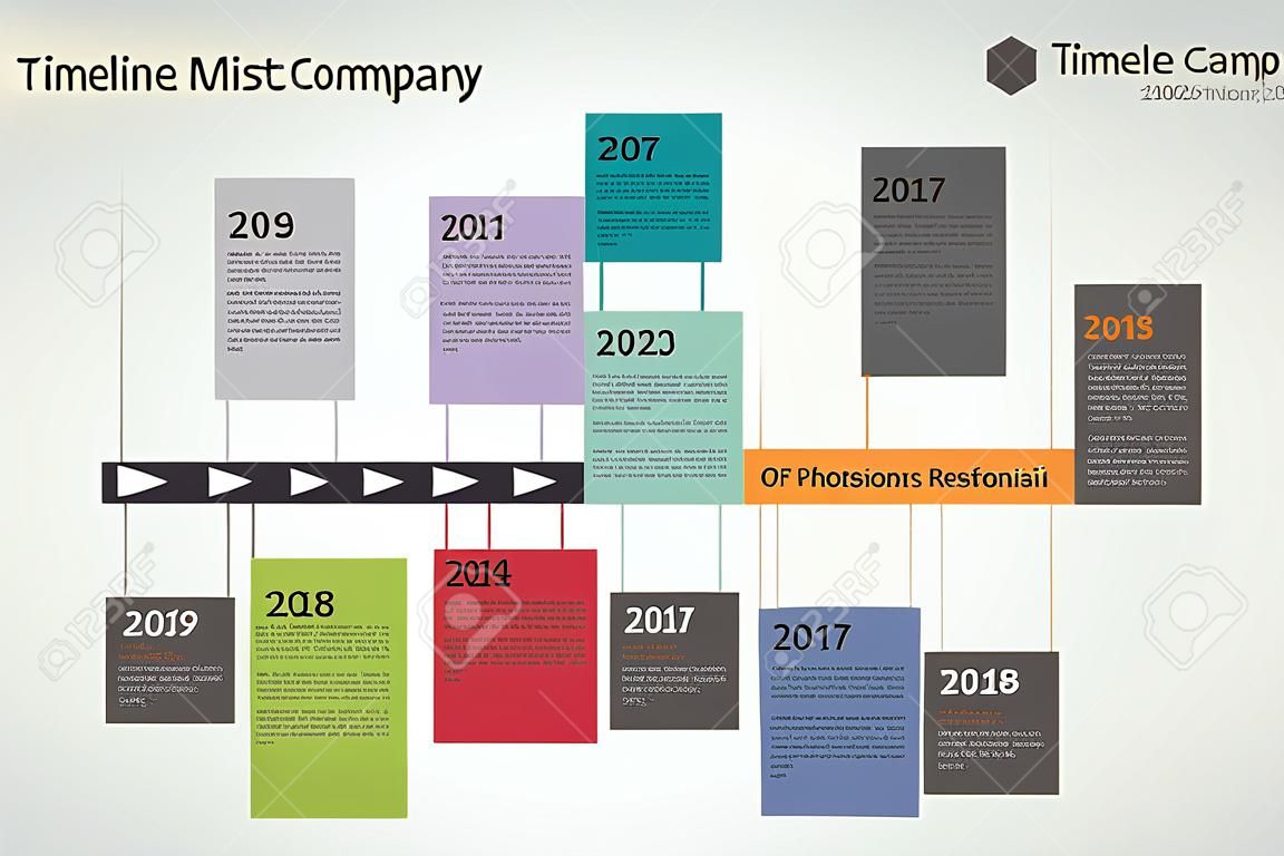 Timeline Meilenstein Firmengeschichte Infografik in vector Stil