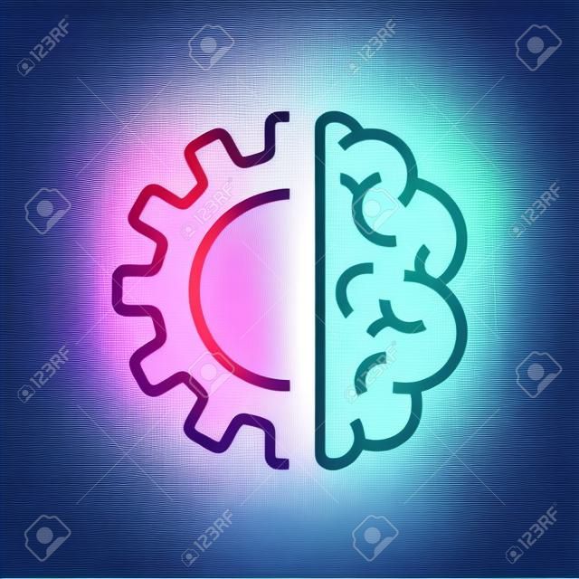 人工知能の脳アイコン - ベクトルAI技術コンセプトシンボルまたはデザイン要素