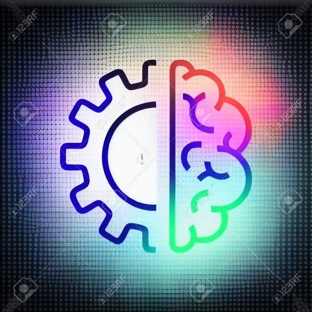 人工智能大腦圖標-矢量AI技術概念符號或設計元素