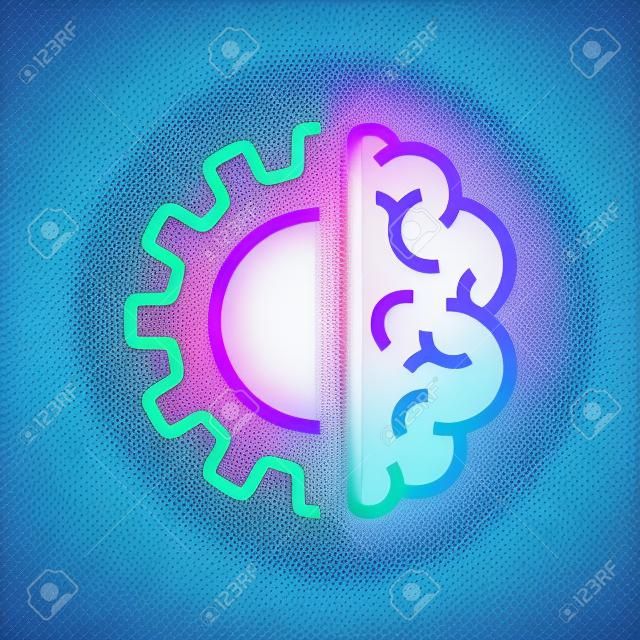 Icono de cerebro de inteligencia artificial - símbolo de concepto de tecnología de vector AI o elemento de diseño