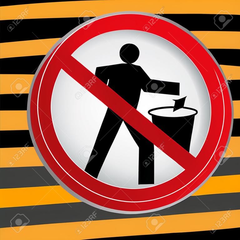Círculo Prohibido Entrar Para no tirar basura, por favor, utilice un bote de basura o por favor evita Area Clean Concept Presente Por no tirar basura Entrar Precaución Zona Oscura y fondo amarillo