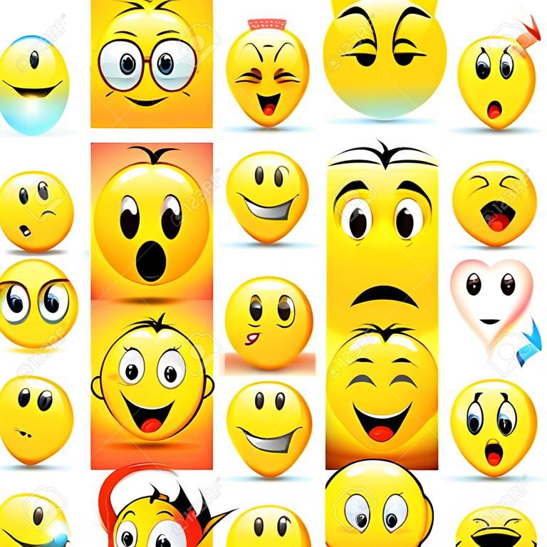 Векторный набор смайликов иконок с различным выражением лица