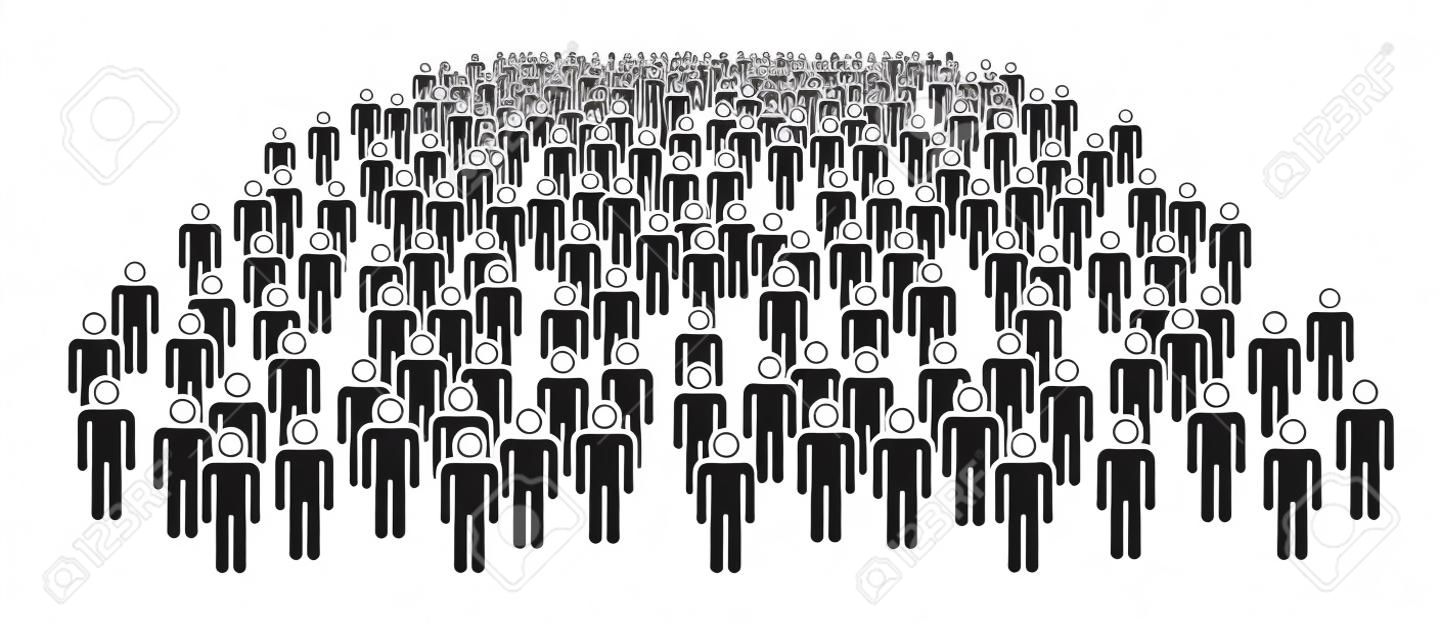 Large group of people. Concept of People Figure Pictogram Icons. Crowd signs. People standing in disorganized groups.