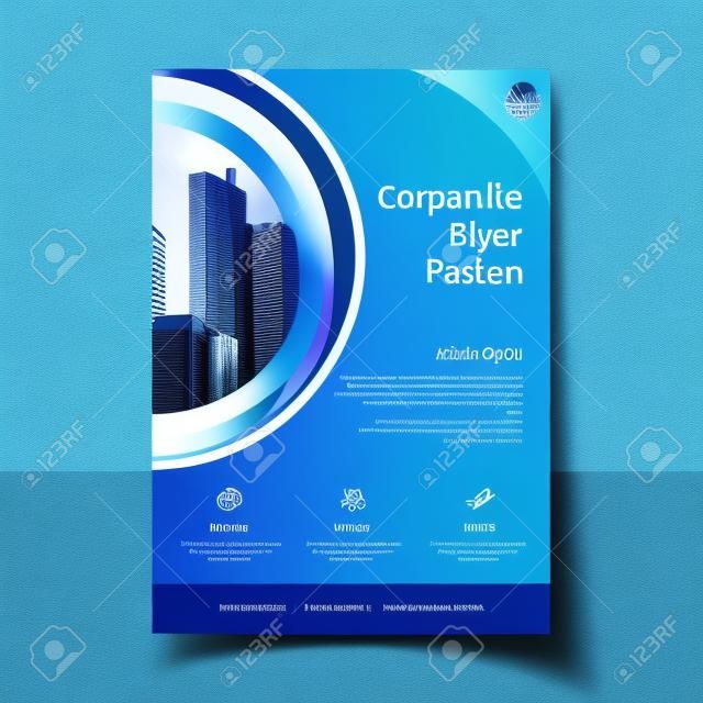 diseño de plantilla de póster de volante de negocios corporativos azul fresco de ondulación de agua