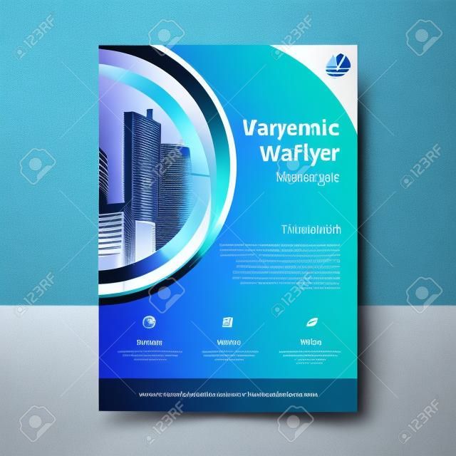 diseño de plantilla de póster de volante de negocios corporativos azul fresco de ondulación de agua