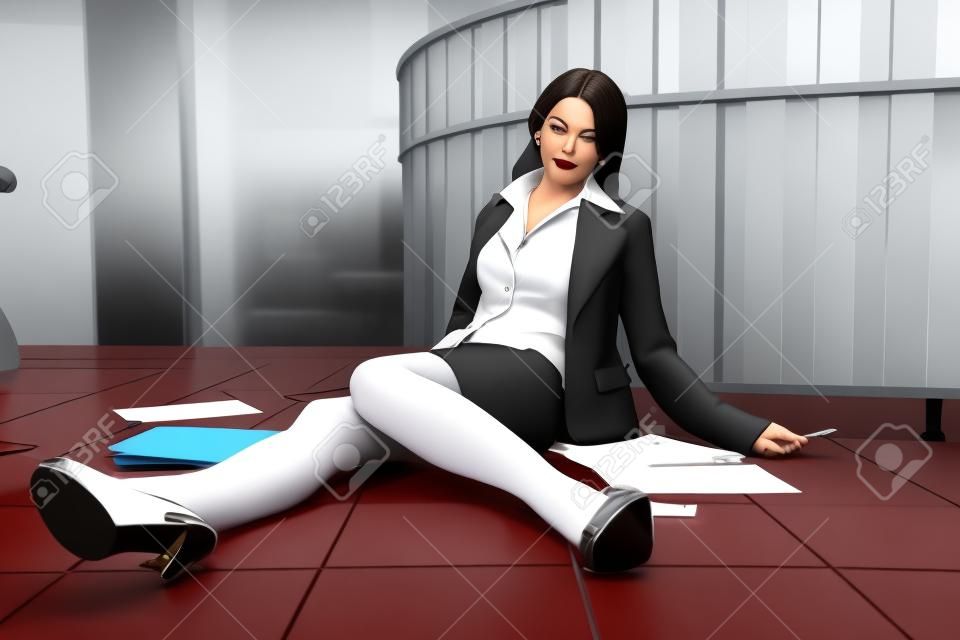 Crime scene in a office with dead secretary