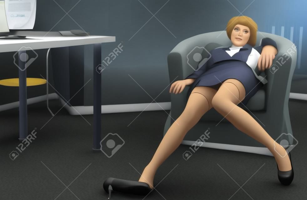 Crime scene simulation: killed businesswoman in a office