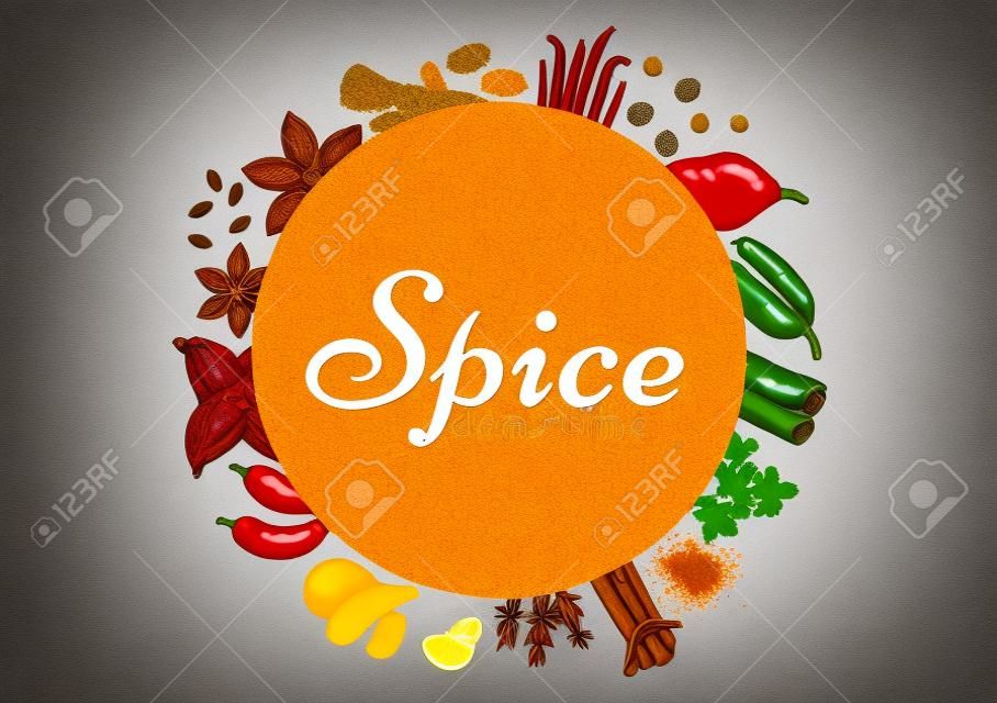 Spice Shop with Different Hot Spices, Condiment, Exotic Fresh Seasoning and Traditional Herbs in Flat Cartoon Hand Drawn Templates Illustration
