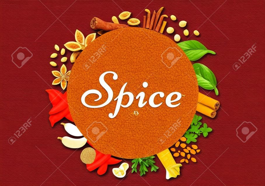 Spice Shop with Different Hot Spices, Condiment, Exotic Fresh Seasoning and Traditional Herbs in Flat Cartoon Hand Drawn Templates Illustration