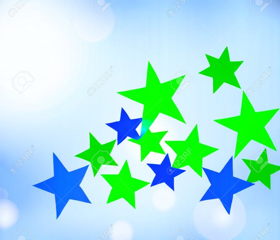 Фон с зелеными и синими звездами