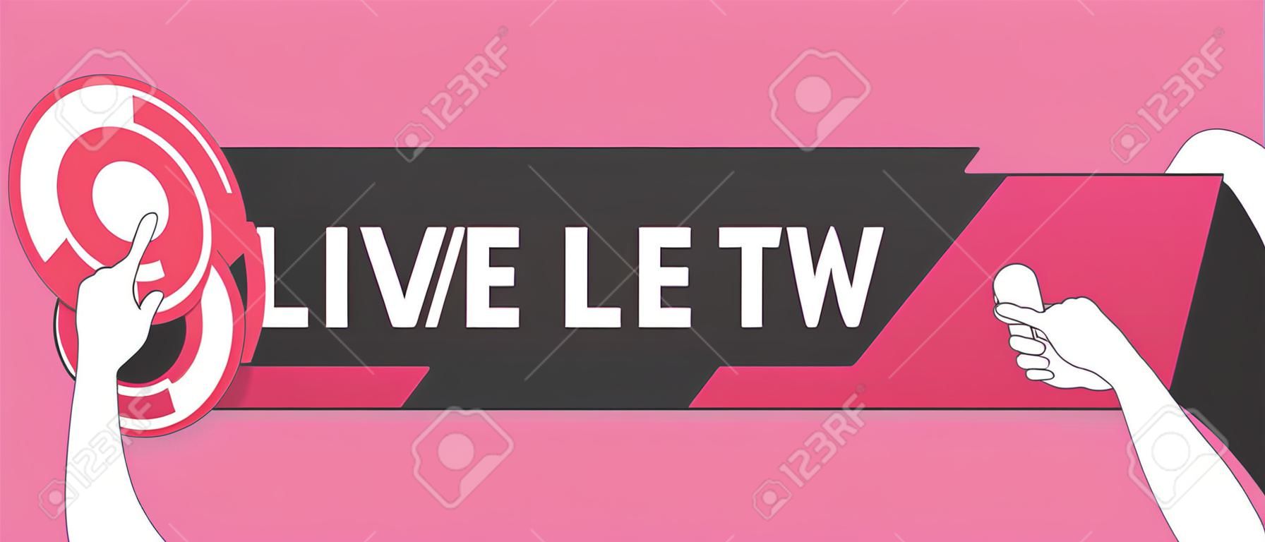 Red Live streaming logo - vector design element with play button for news and TV or online broadcasting