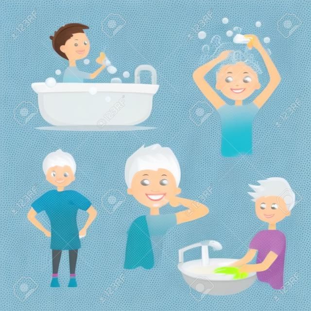 Morning personal hygiene and hands washing procedure
