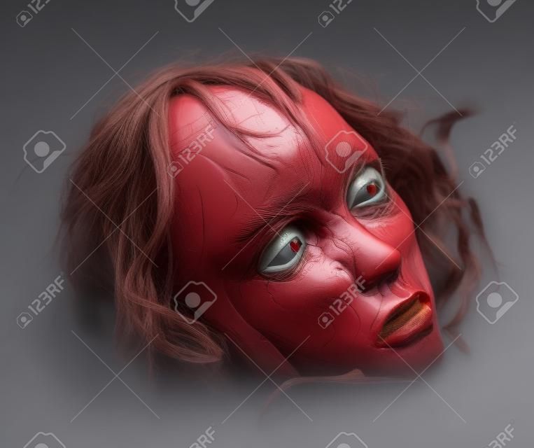 Vrouwelijke dummy eng gezicht, gedeeltelijk geïsoleerd