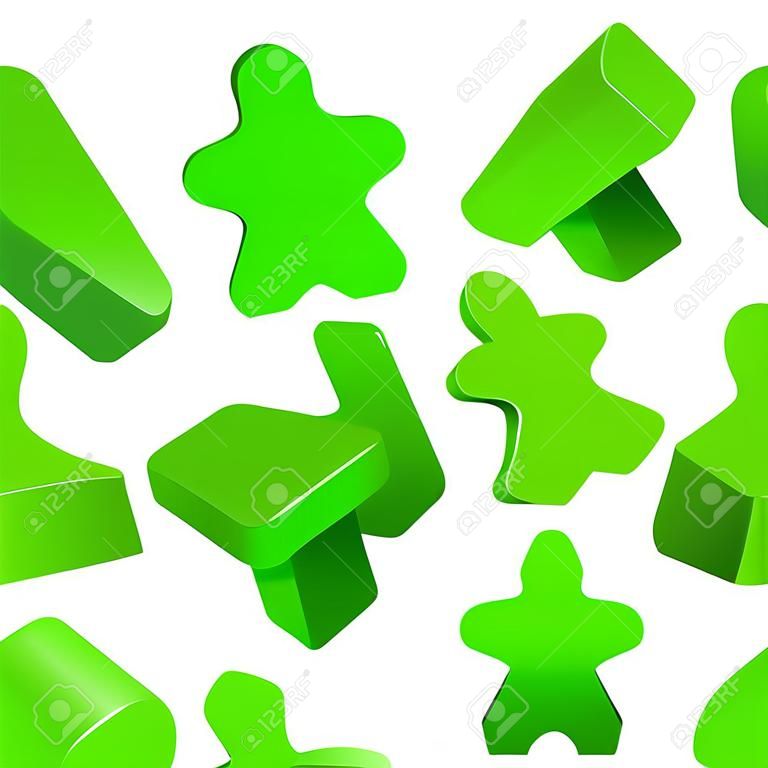 Conjunto de vetores Meeple de madeira verde isolado no branco Símbolo de jogos de tabuleiro da família