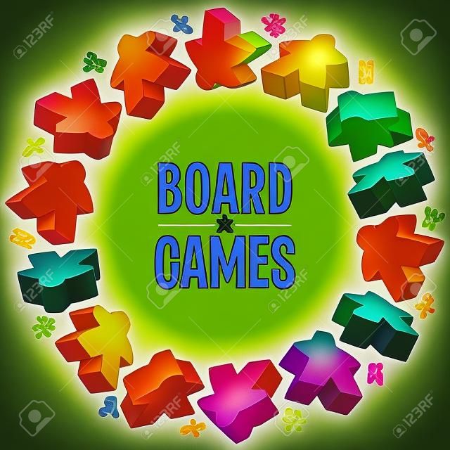 Cadre du cercle des multicolores pour pions jeux de société. Pièces de jeu et des ressources compteur icônes.