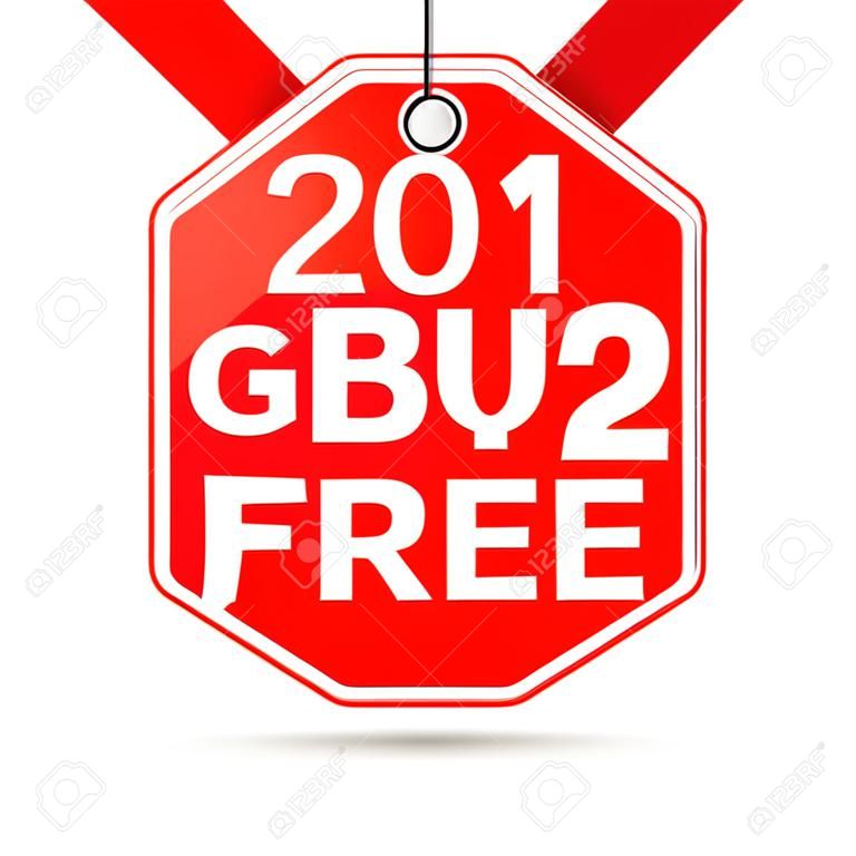 Compre 2 Get 1 Gratuito, modelo de design de banner de venda, tag de desconto, ícone de aplicativo, ilustração vetorial