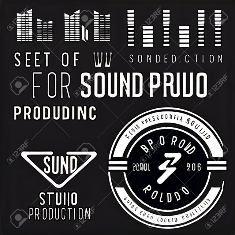 Набор логотип и логотипом элементов для студии звукозаписи или звукового производства