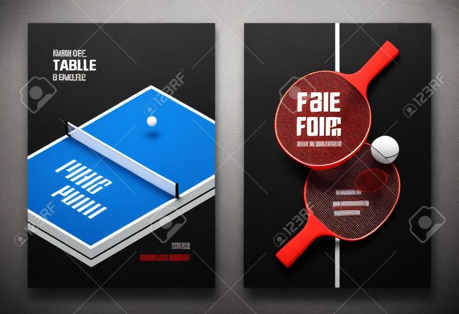 table tennis posters design. Table and rackets for table tennis.