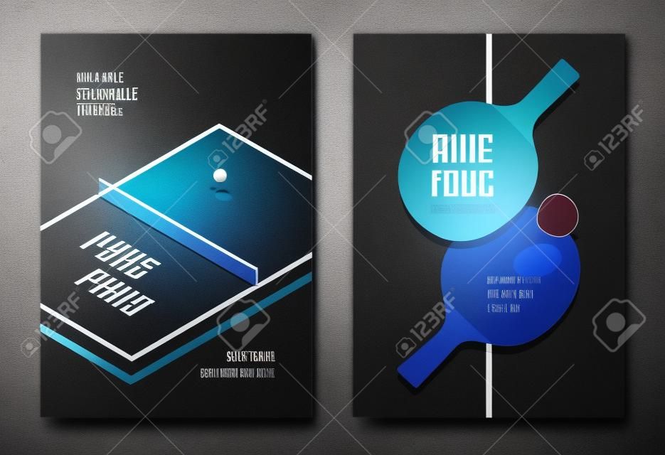 table tennis posters design. Table and rackets for table tennis.