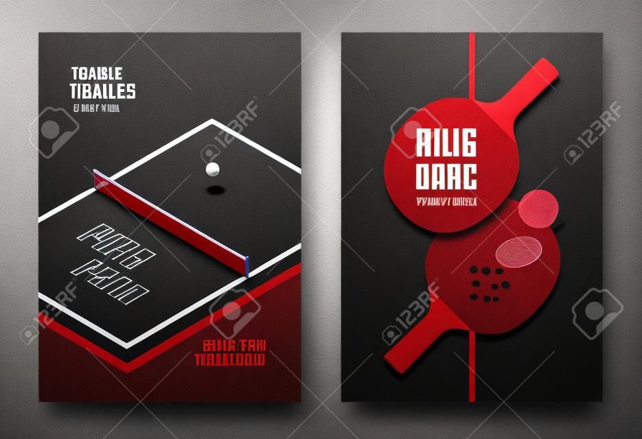 Tischtennis Poster-Design. Tabelle und Schläger für Tischtennis.