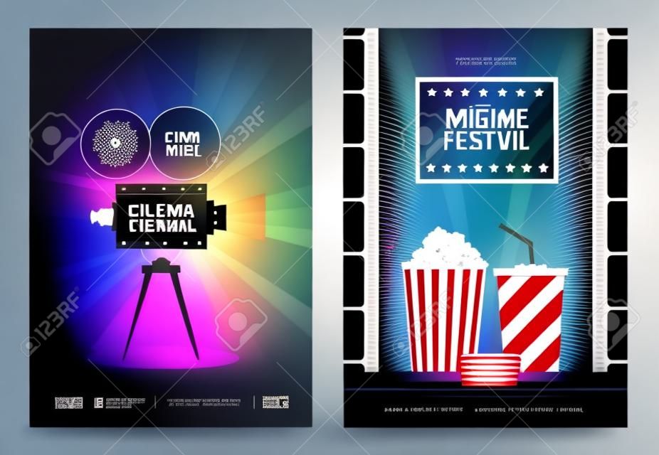 Cinema festival and movie night poster template. Vector illustration