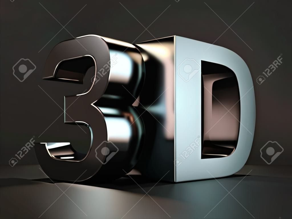 3D render de texto en 3D con la reflexión sobre fondo negro