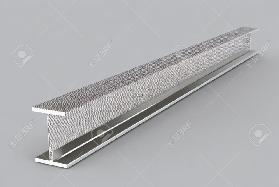 Illustrazione 3d della trave d'acciaio isolata su fondo bianco