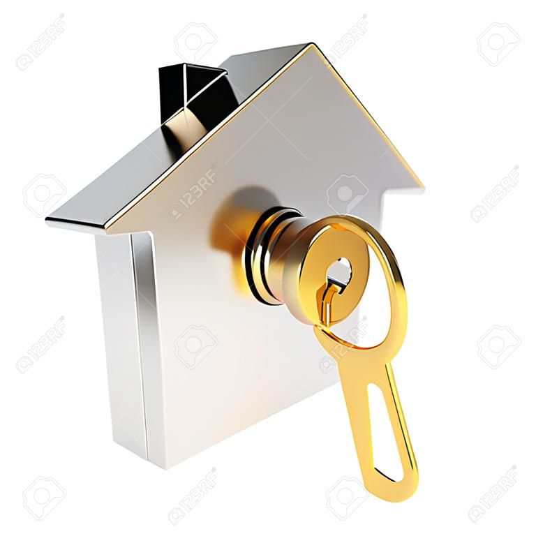 3d ilustración de la casa con llave icono aislado en blanco