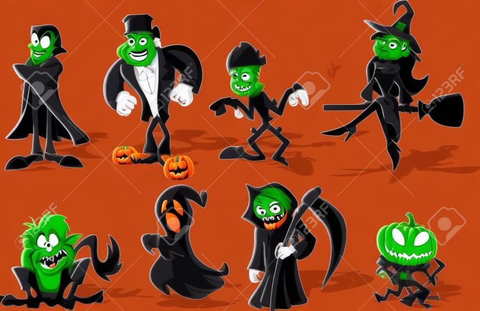 Divertidos dibujos animados clásicos personajes de Halloween del monstruo