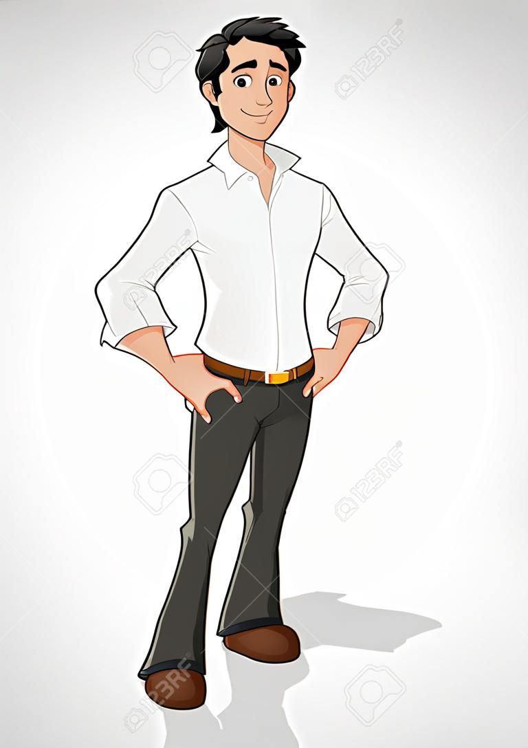 Cartoon homme portant chemise blanche