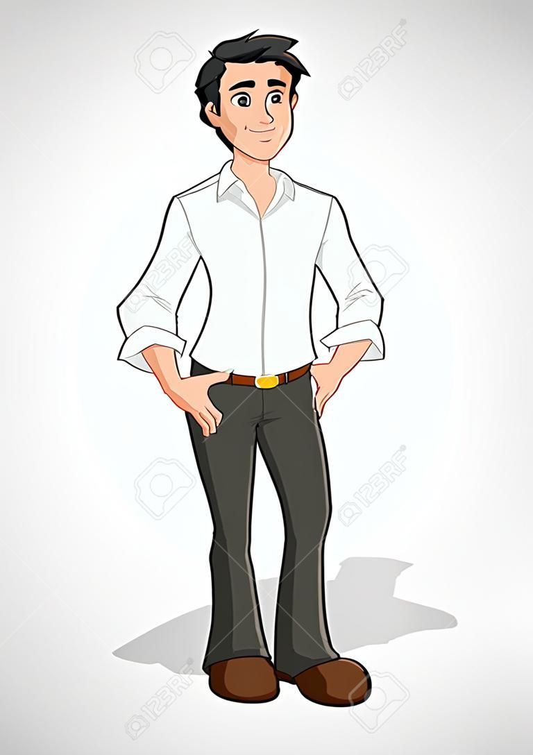 Cartoon man wearing white shirt