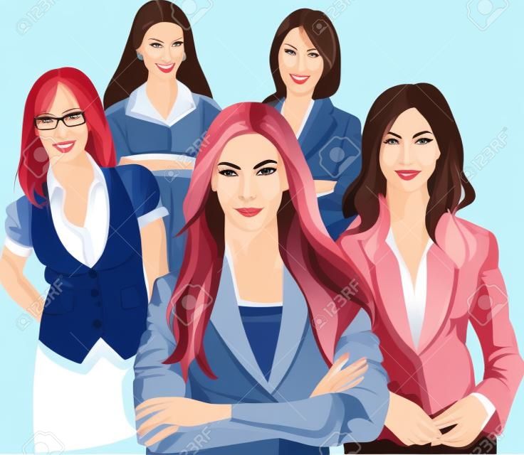 Gruppo di cinque donne d'affari belle