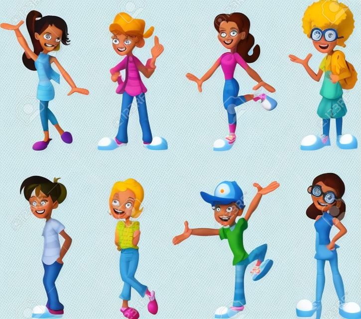 Gruppe der acht glücklich Cartoon Kinder