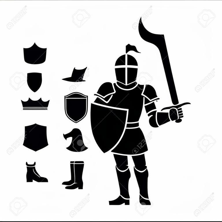 Knight icon vector set. armor illustration sign collection. protection symbol.
