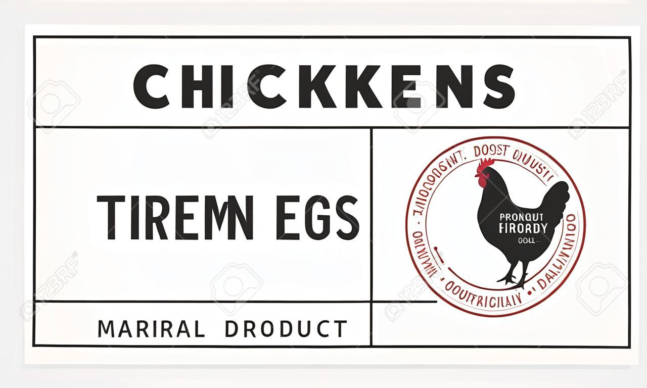 Rótulo vintage de ovos de galinha. Rótulo antigo com silhueta de galinha. Design minimalista na moda. Rótulo, etiqueta, modelo de cartão. Etiqueta vintage. Ilustração vetorial