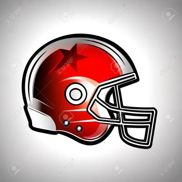 American Football helmet icon isolated on white background. Element for logo, label, emblem. Print for t-shirt, typography. Vector illustration