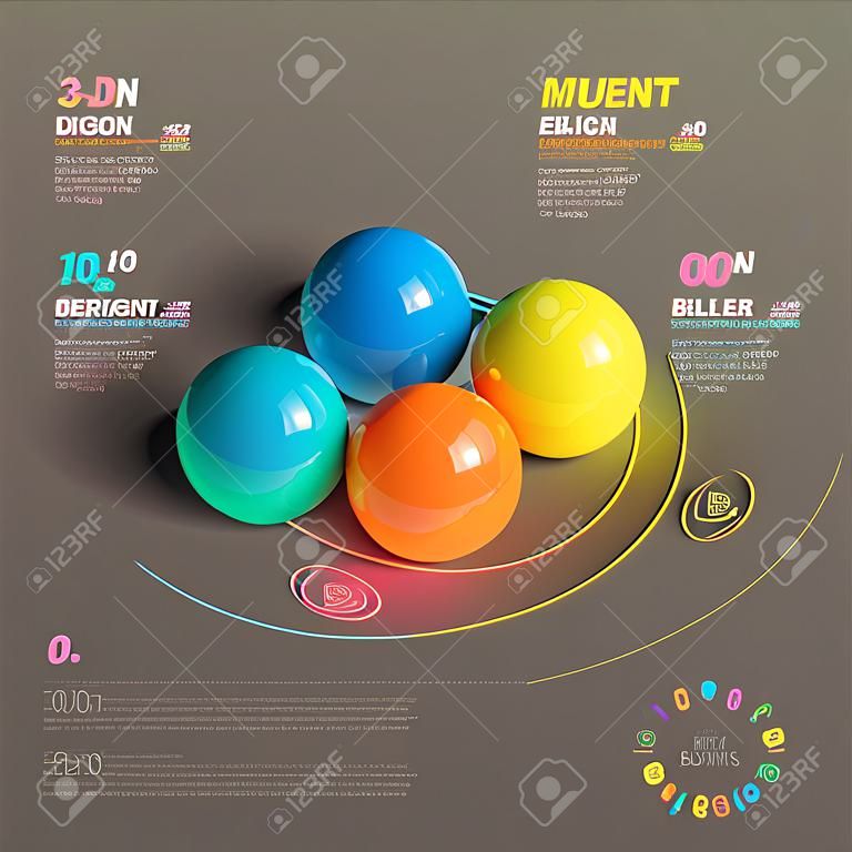 Business Infographics ball concept. 3d isometric vector illustration. Can be used for web design and workflow layout