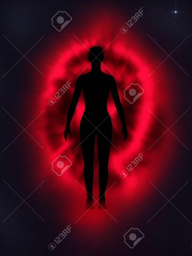 Vrouw energie lichaam, aura - silhouet