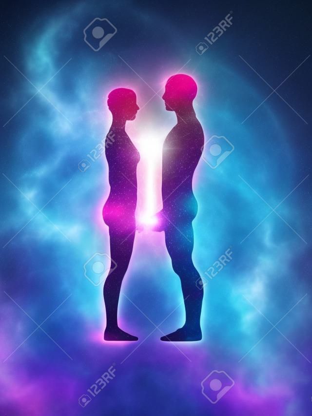 Aura humana - corpo de energia - casal - perfil