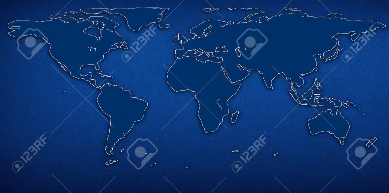 Mappa del mondo blu scuro che mostra le reti di comunicazione - Illustrazione astratta dello sfondo, vettore