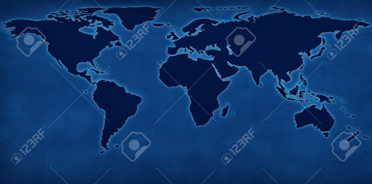Mapa do mundo azul escuro mostrando redes de comunicação - ilustração abstrata do fundo, vetor