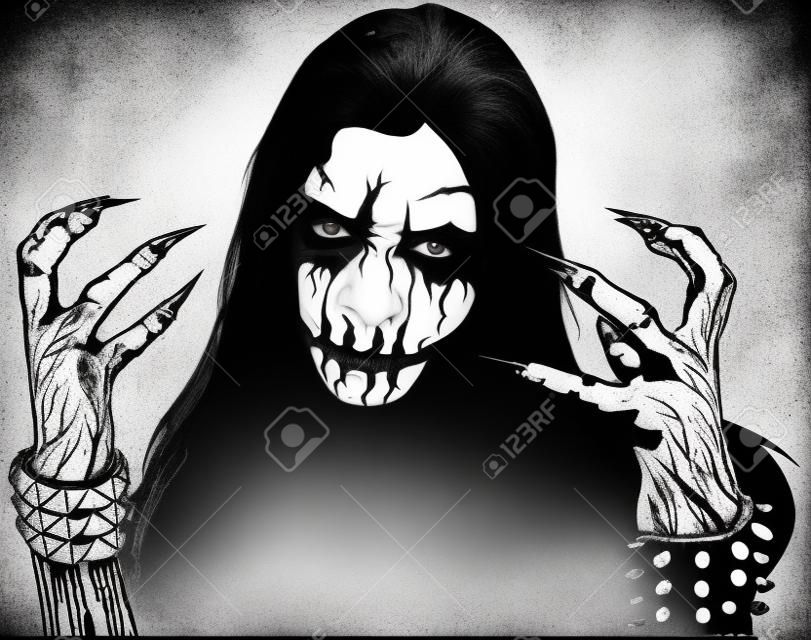 Corpse Paint Makeup - Black And White Sketch As Design Element For Black  Metal Or Death Metal Or Metal Music Design, Vector Illustration Royalty  Free SVG, Cliparts, Vectors, and Stock Illustration. Image 168779033.