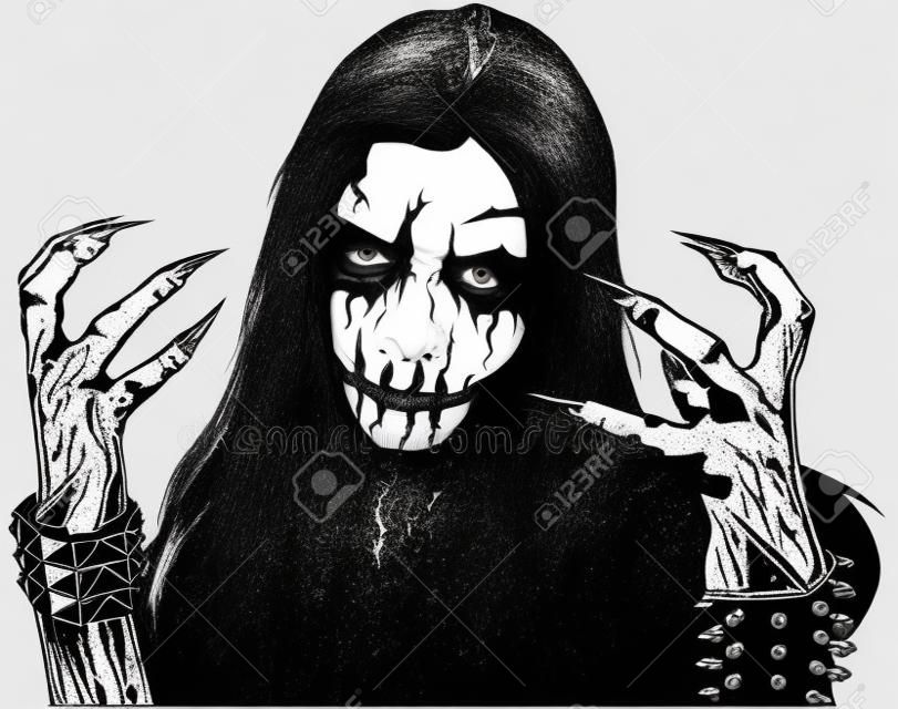 Black Metal Corpse Paint Seamless Pattern Stock Vector (Royalty