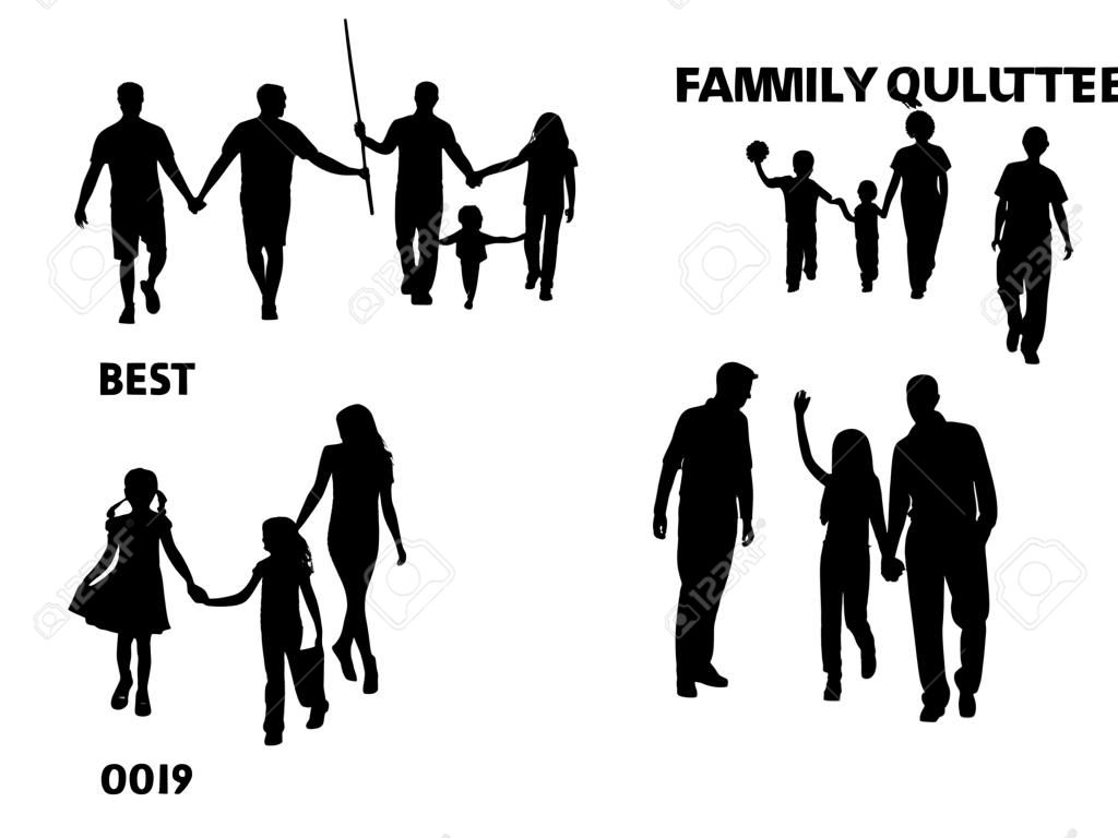 silhouette de groupe familial