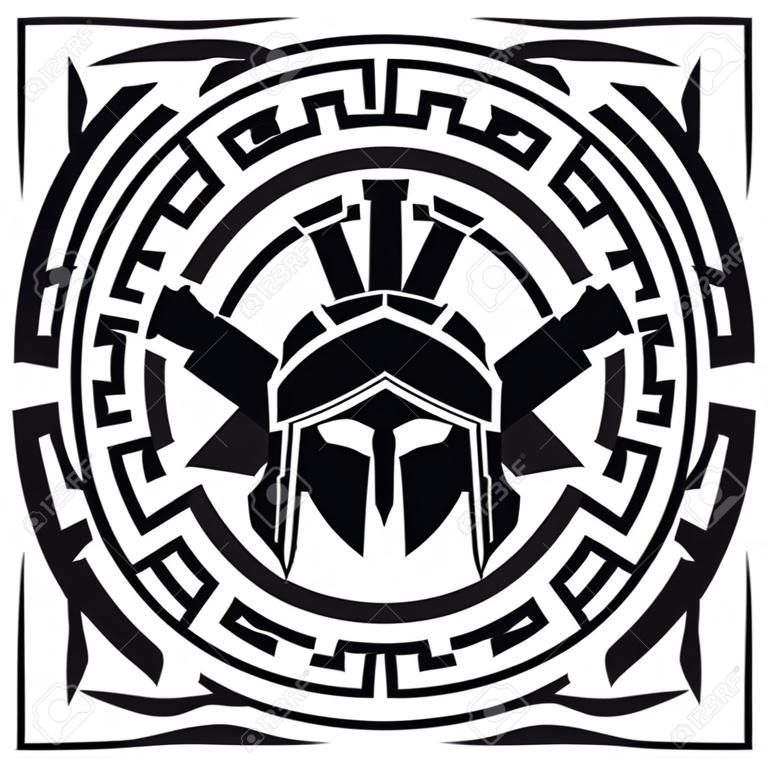 Icono de vector de símbolo militar de casco espartano.