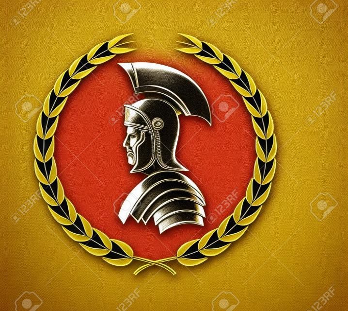 romeinse centurion pictogram in laurier krans