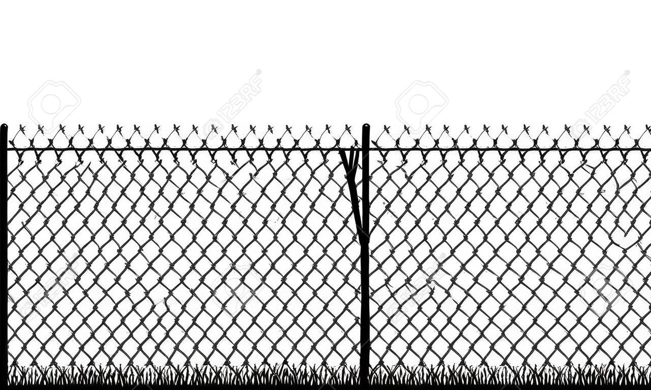 Barbed wire prison fence vector illustration
